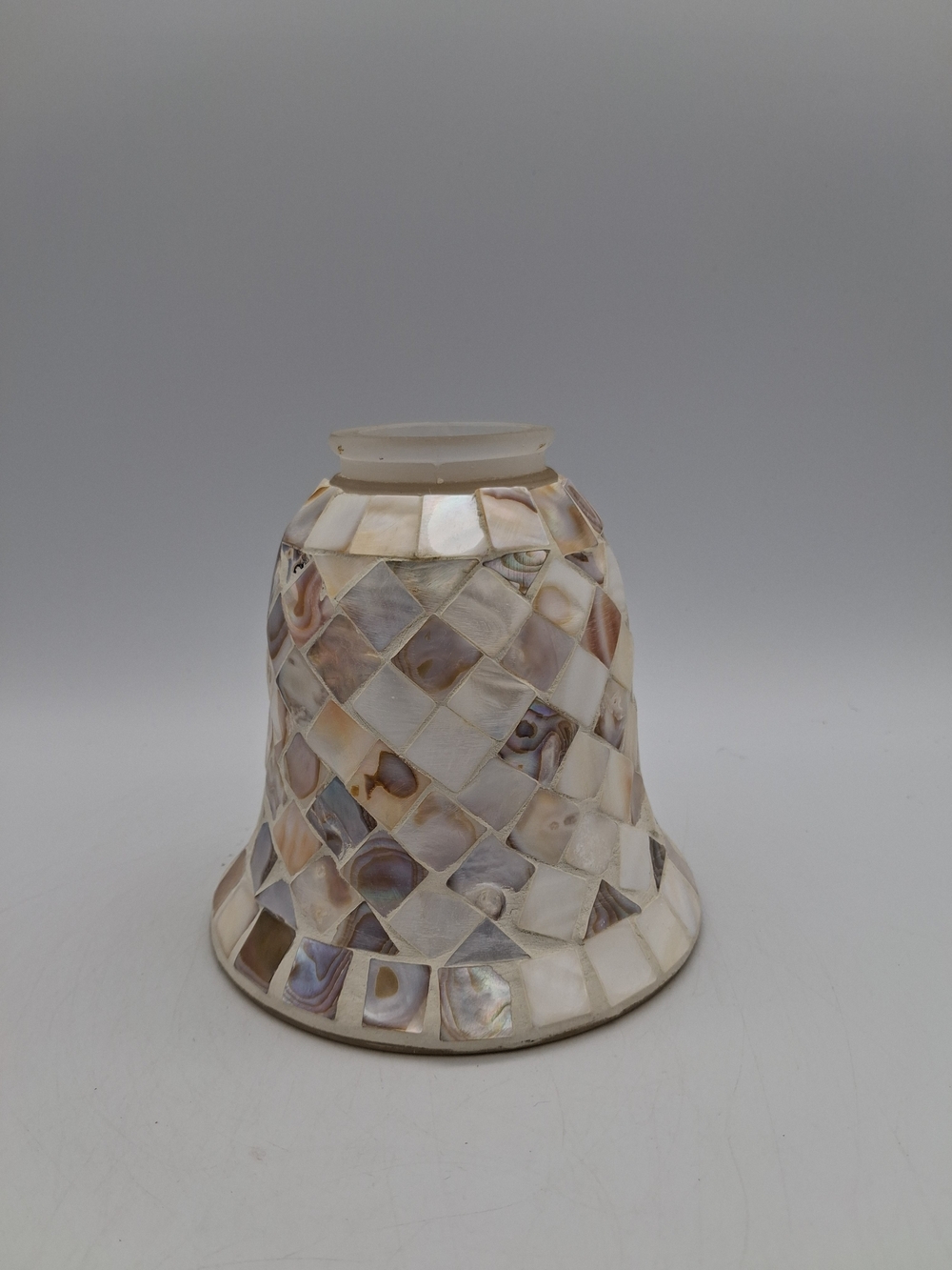 Mother-of-Pearl Mosaic Bell-Shaped Accent Vase - White